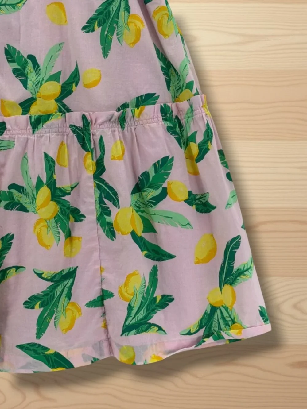 J. Crew Pink Lemon Print Cotton Ruffle Sleeve Midi Dress 10